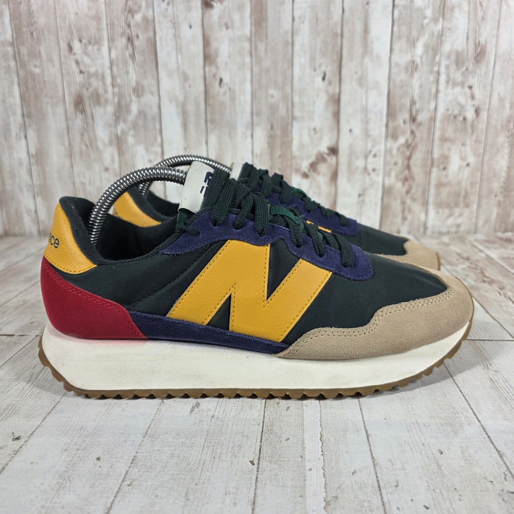 New Balance 237 Mens Dark Green Yellow Red Colorblock Sneakers MS237RM1 Size 8